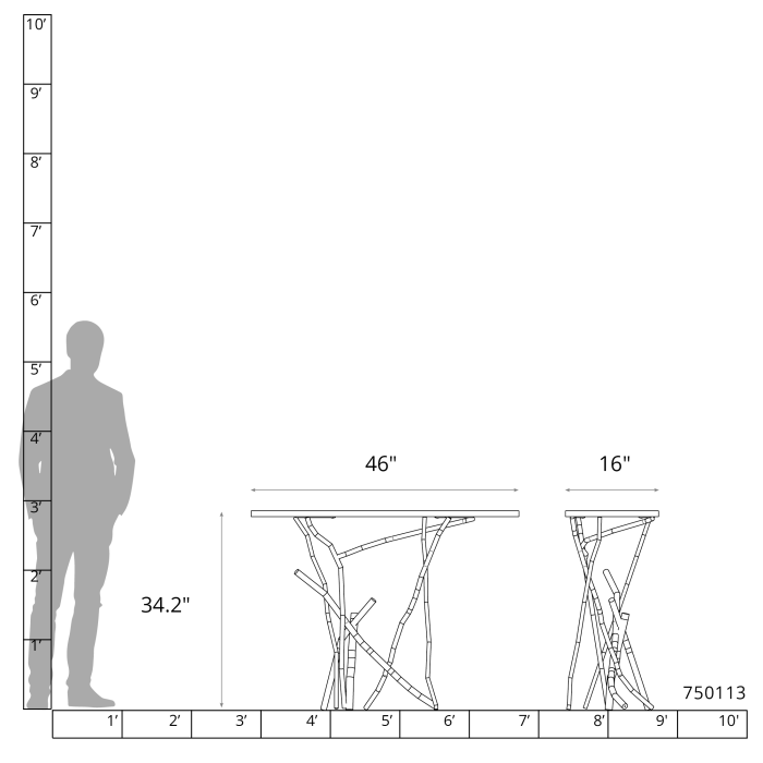 Hubbardton Forge 750113 Table console avec plateau en bois Brindille