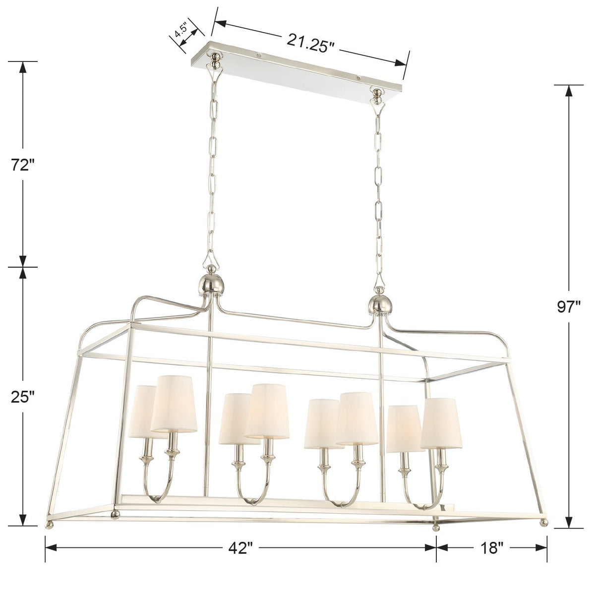 Crystorama - 2249-PN - Huit lumières Suspendu - Sylvan - Nickel poli
