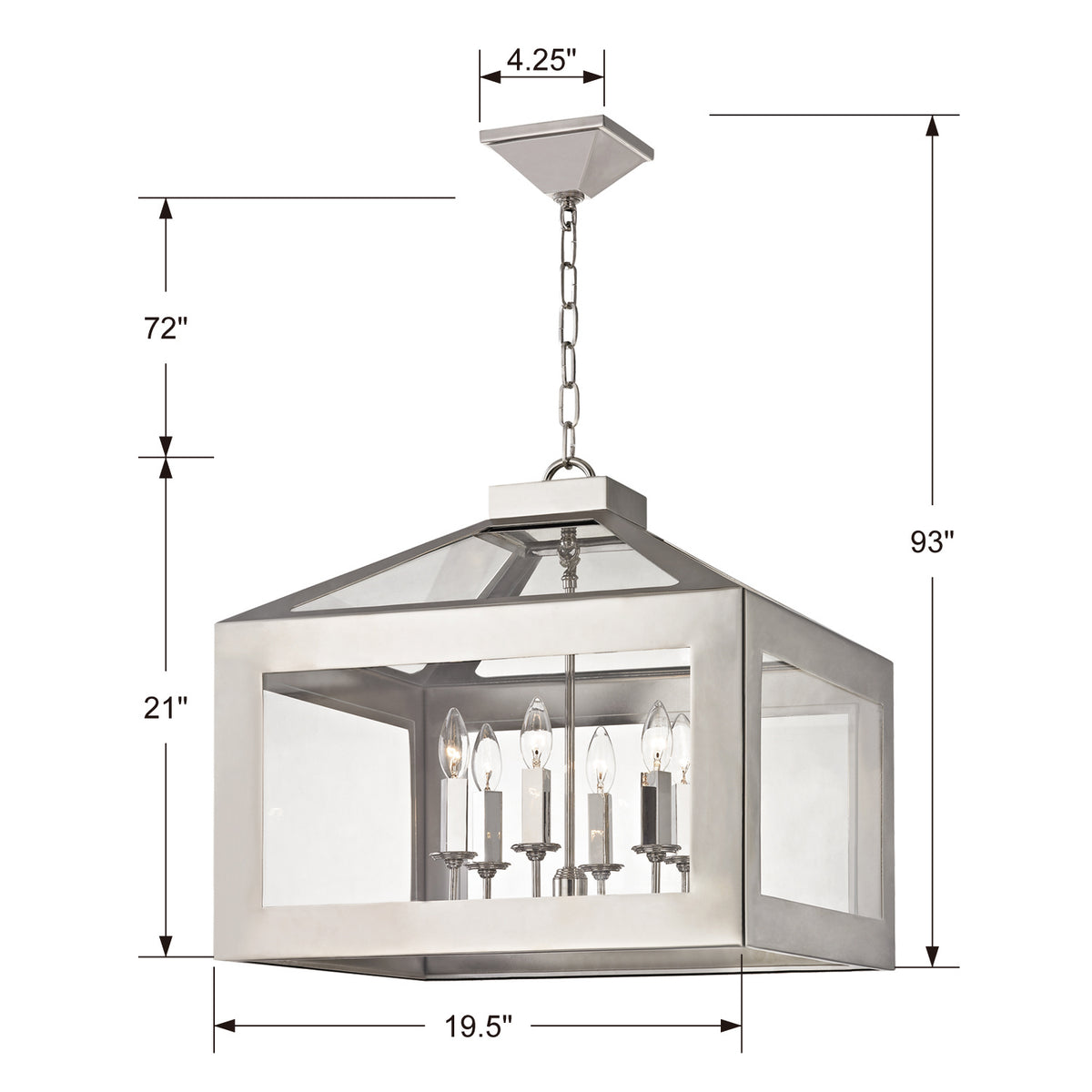 Crystorama - 6056-PN - Six lumières Suspendu - Hurley - Nickel poli