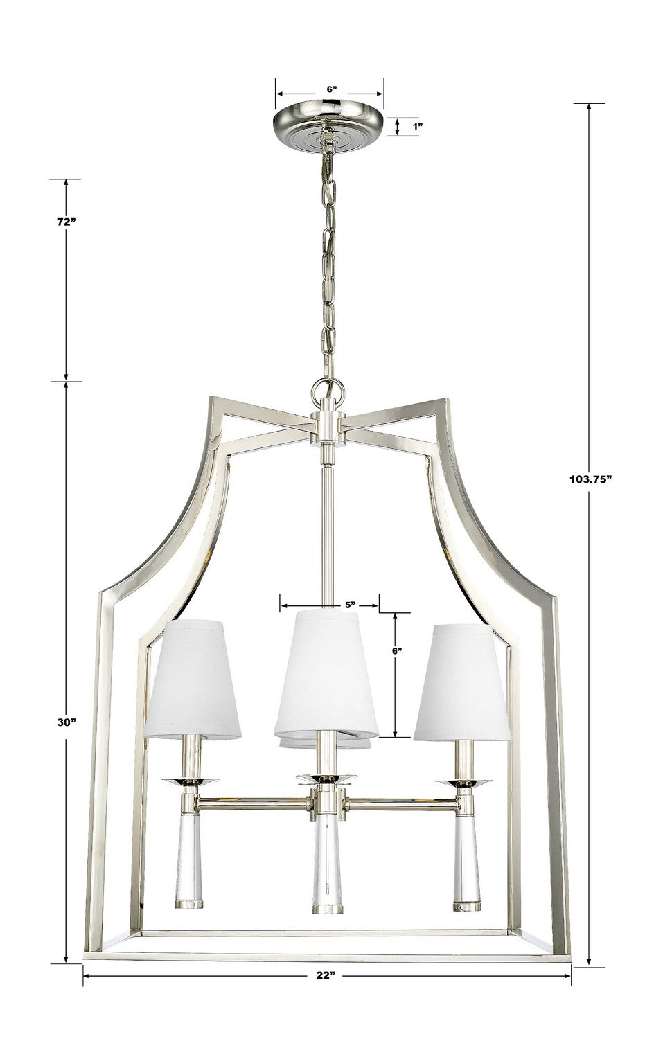 Crystorama - 8864-PN - Quatre lumières Suspendu - Baxter - Nickel poli