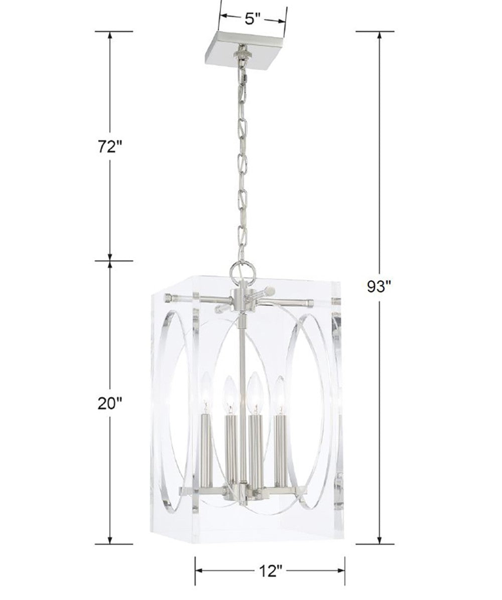 Crystorama - 8874-PN - Quatre lumières Suspendu - Drake - Nickel poli