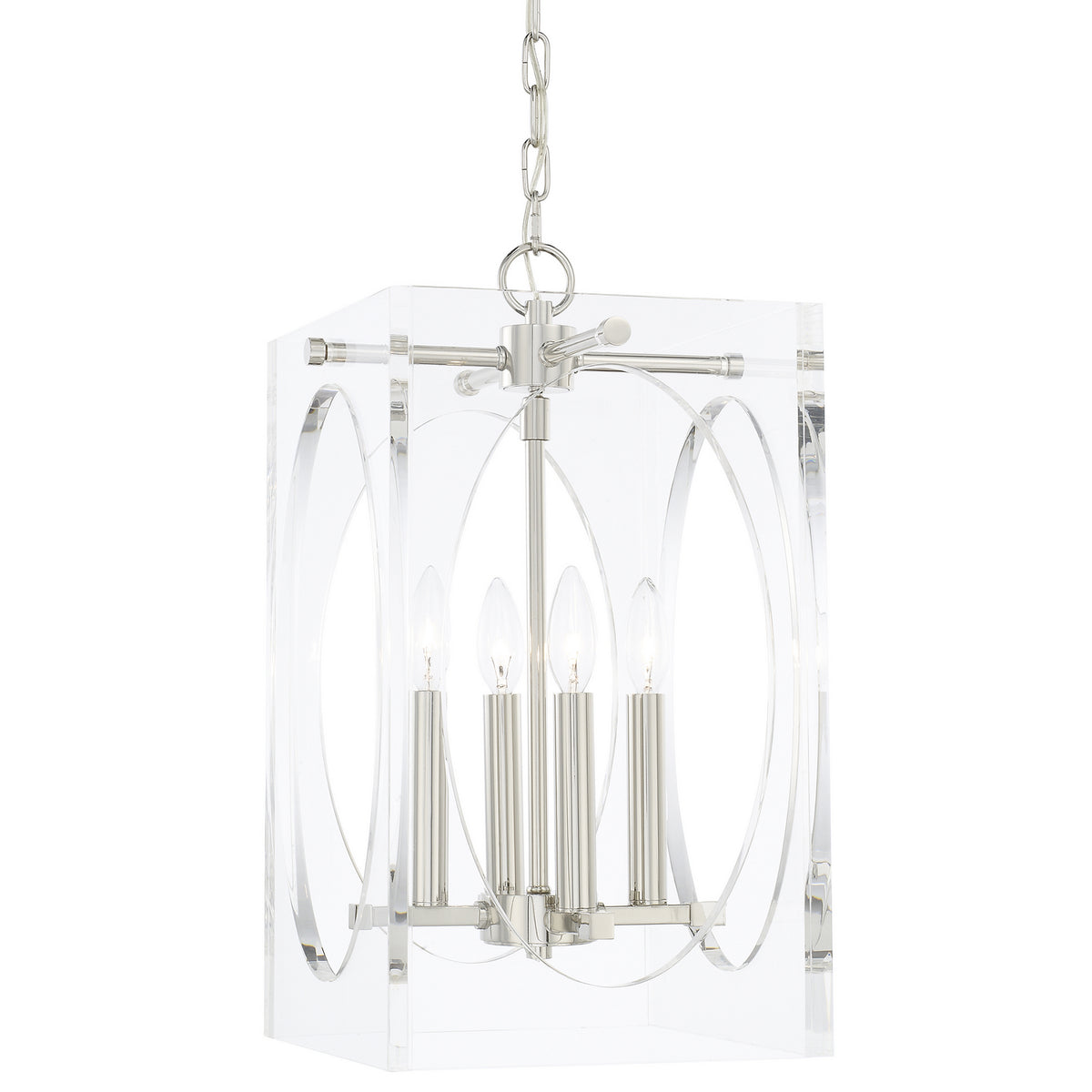 Crystorama - 8874-PN - Quatre lumières Suspendu - Drake - Nickel poli