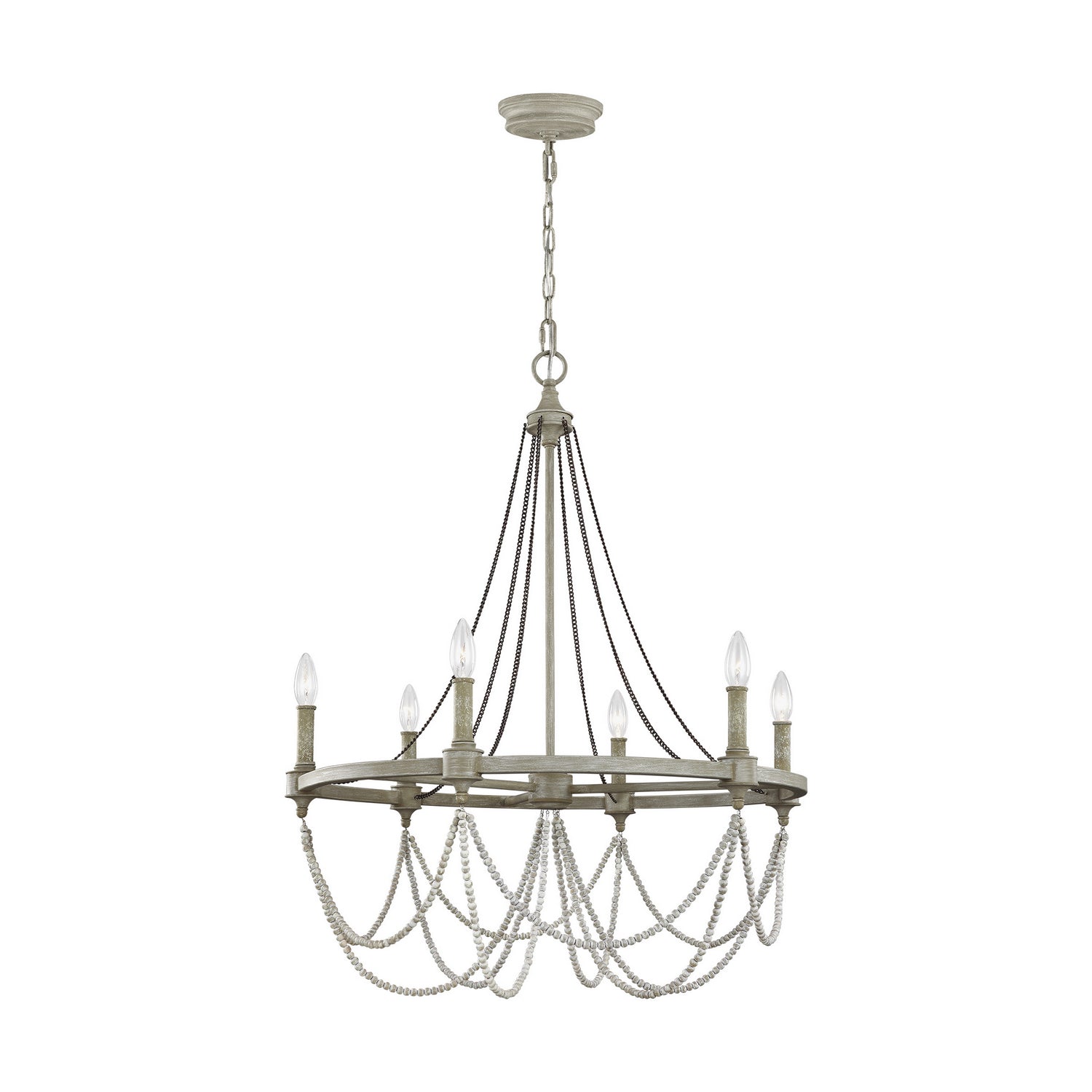 Visual Comfort Studio Canada - F3132/6FWO/DWW - Six Light Chandelier - Beverly - French Washed Oak / Distressed White Wood