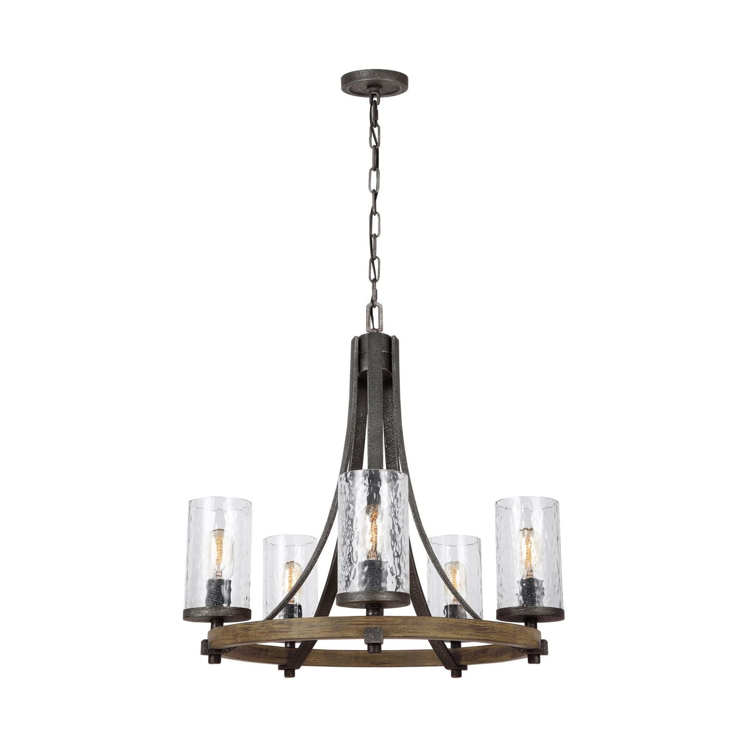 Visual Comfort Studio Canada - F3133/5DWK/SGM - Five Light Chandelier - Angelo - Distressed Weathered Oak / Slate Grey Metal