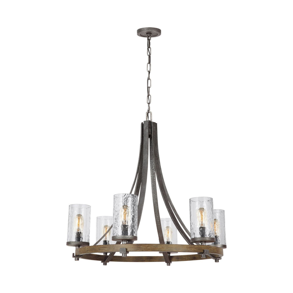Visual Comfort Studio Canada - F3134/6DWK/SGM - Six Light Chandelier - Angelo - Distressed Weathered Oak / Slate Grey Metal