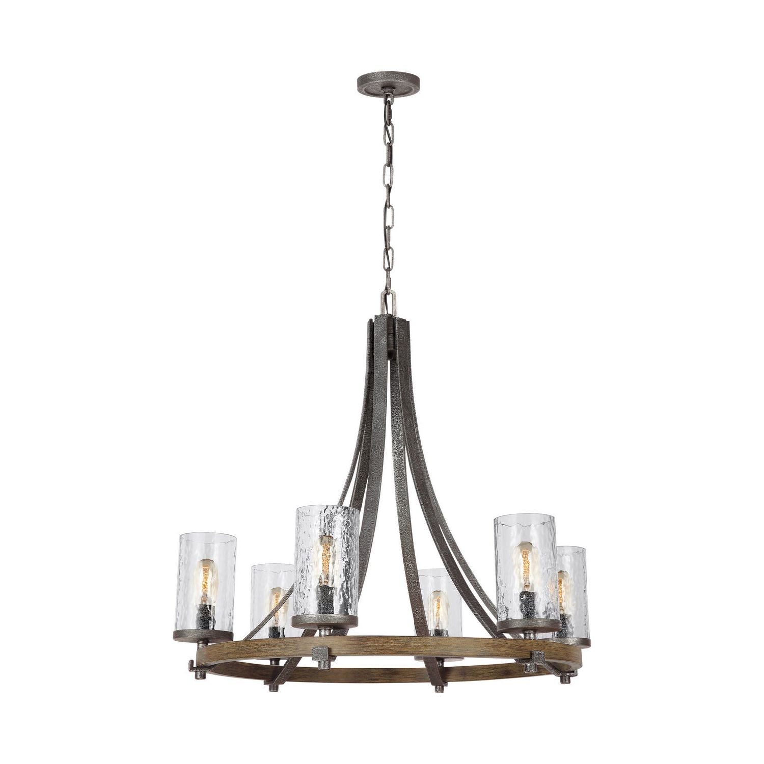 Visual Comfort Studio Canada - F3133/5DWK/SGM - Five Light Chandelier - Angelo - Distressed Weathered Oak / Slate Grey Metal