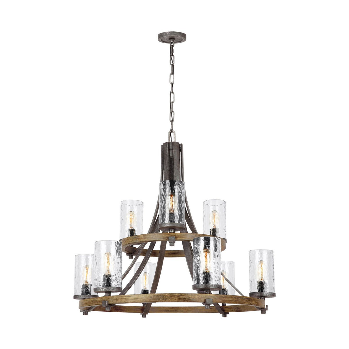 Visual Comfort Studio Canada - F3135/9DWK/SGM - Nine Light Chandelier - Angelo - Distressed Weathered Oak / Slate Grey Metal