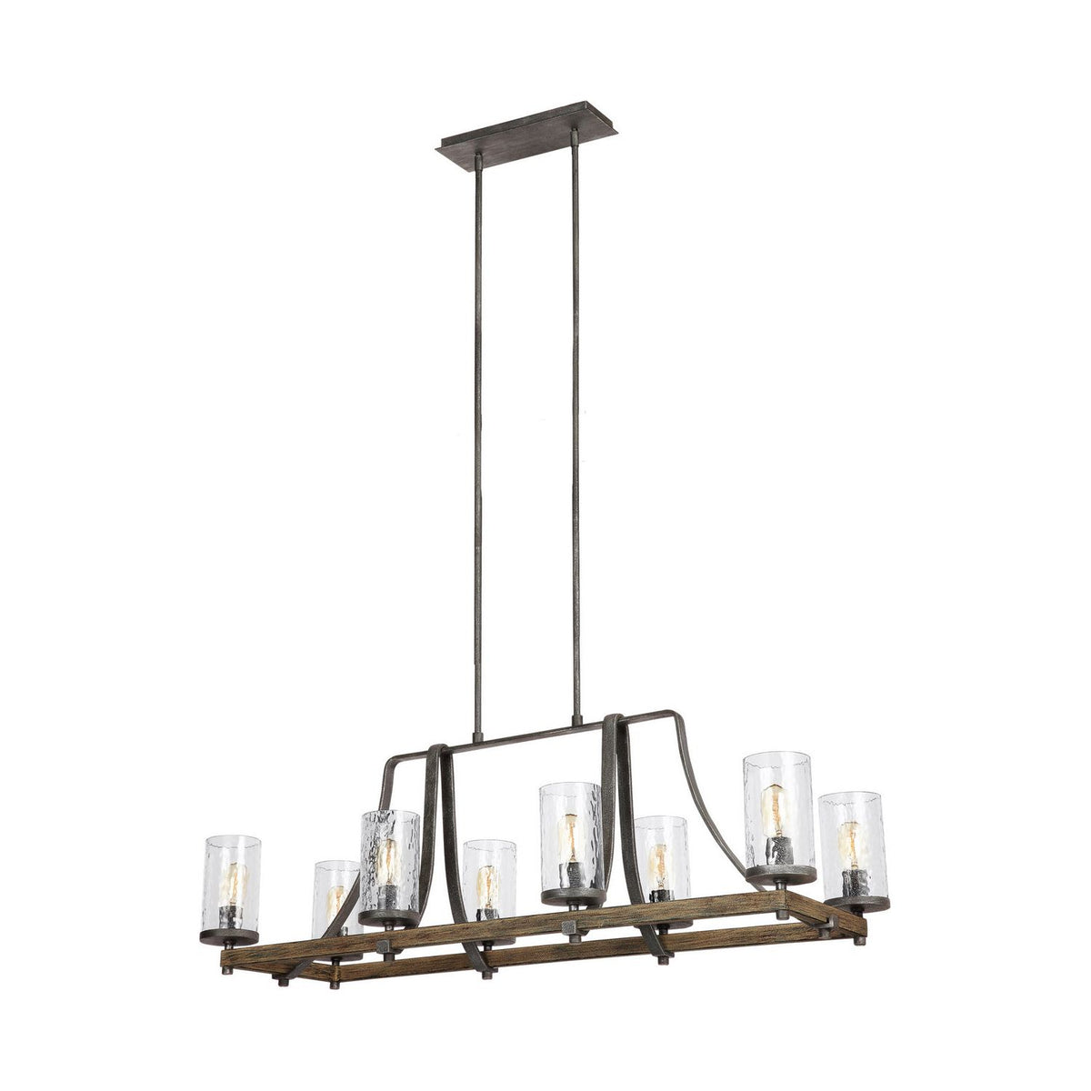 Visual Comfort Studio Canada - F3136/8DWK/SGM - Eight Light Island Chandelier - Angelo - Distressed Weathered Oak / Slate Grey Metal