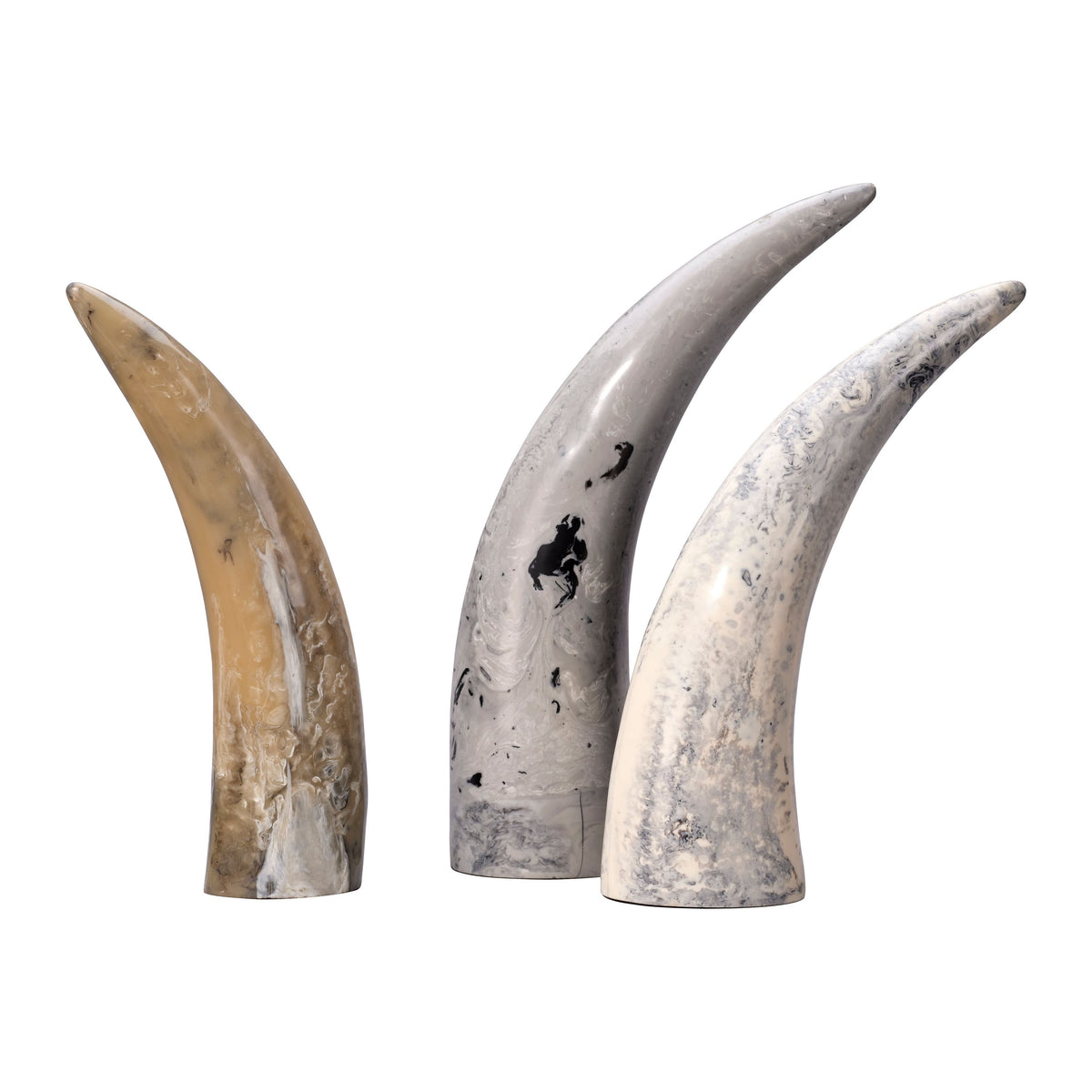 Jamie Young Company - 7VARI-OBGR -  Variegated Horn Decorative Objects -  - Swirled Cream, Black and Grey Resin