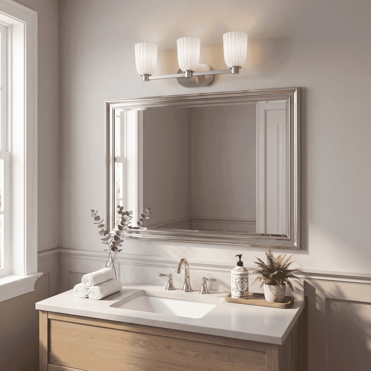 Savoy House 8-1245-3-SN Baldwin Bathroom Vanity in Satin Nickel