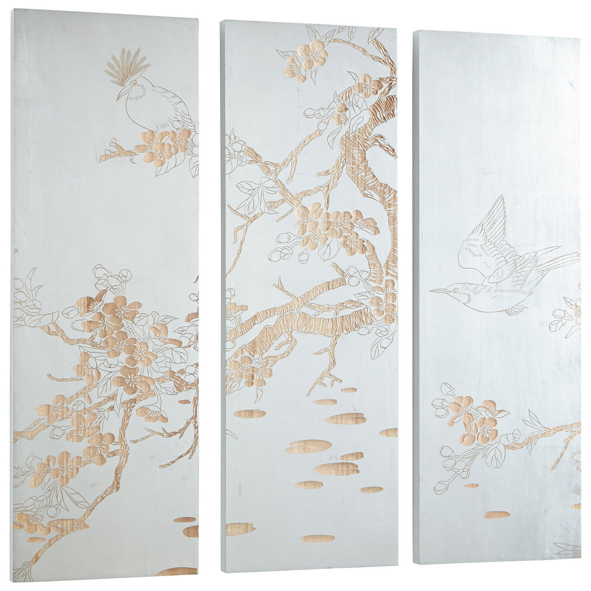 Cyan Canada - 07517 - Wall Art - Osaka - Silver Leaf And Natural Wood