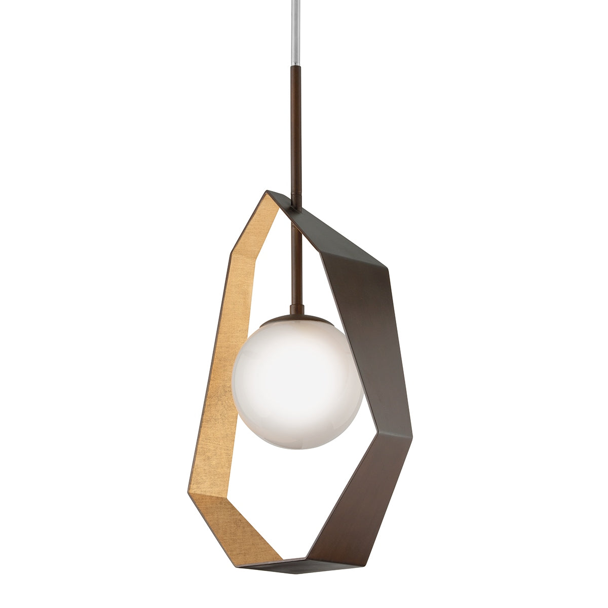 Troy Lighting Canada - F5524-BRZ/GL/SS - One Light Pendant - Origami - Bronze With Gold Leaf