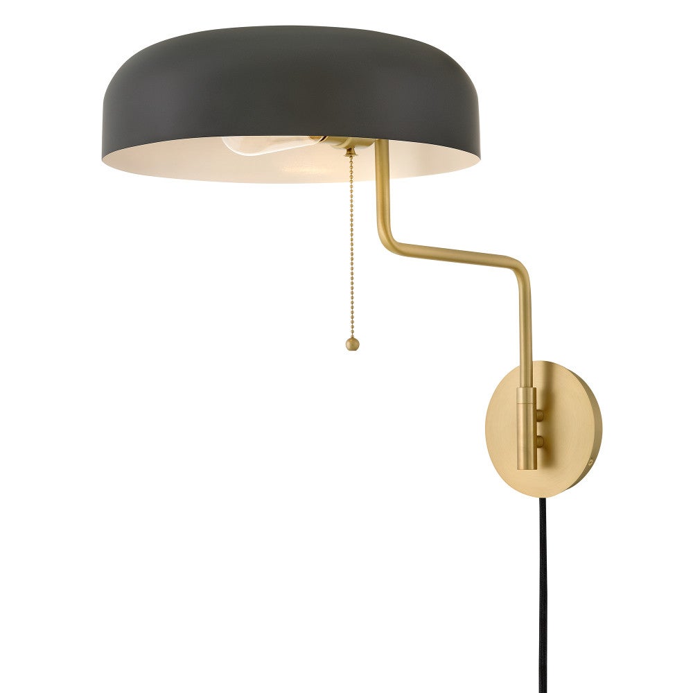 Lark 84480LCB-BK Ledger Articulating Sconce in Lacquered Brass with Black accents