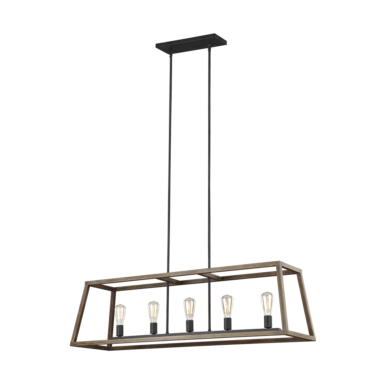 Visual Comfort Studio Canada - F3193/5WOW/AF - Five Light Linear Chandelier - Gannet - Weathered Oak Wood / Antique Forged Iron