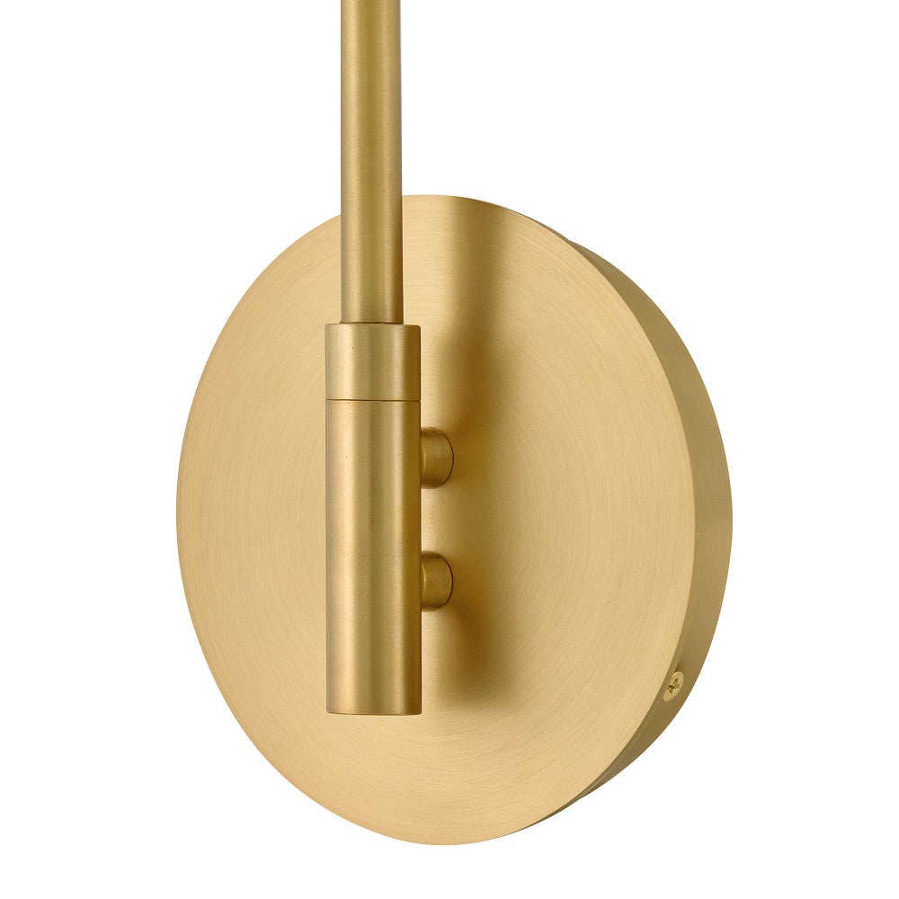 Lark 84480LCB-SF Ledger Articulating Sconce in Lacquered Brass with Seafoam accents
