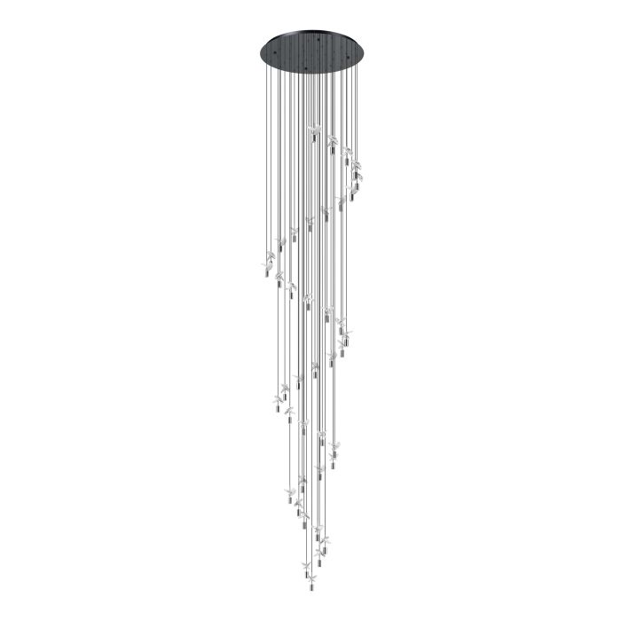 Éclairage Thesis 390492A Comareira Cascade LED Suspension en chrome noir