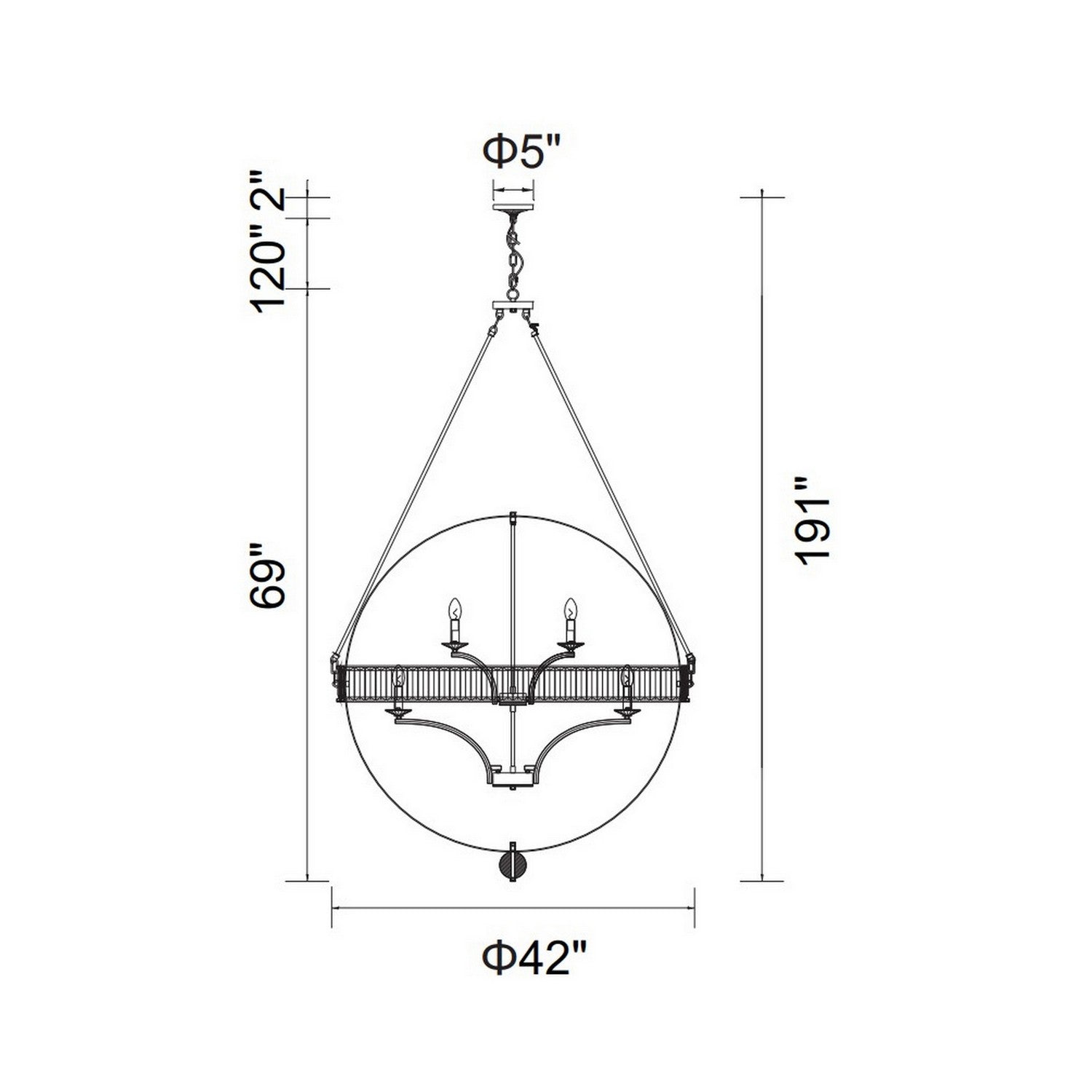 CWI Lighting Canada - 9957P42-12-101 - 12 lampes Suspendu - Arkansas - Noir