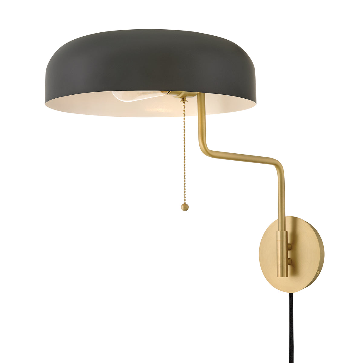 Lark 84480LCB-BK Ledger Articulating Sconce in Lacquered Brass with Black accents
