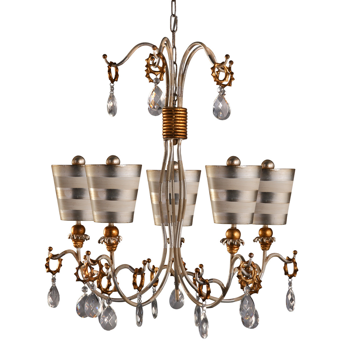 Lucas + McKearn - CH1038-S - Five Light Chandelier - Tivoli - Cream Patina W/Silver/Gold