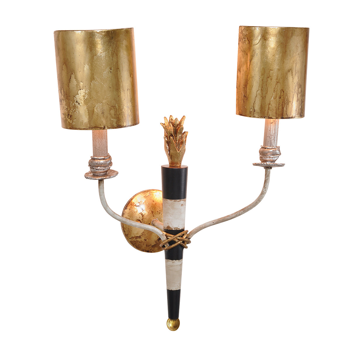 Lucas + McKearn - SC1027-2 - Two Light Wall Sconce - Flambeau - Black/Cream W/Gold Leaf