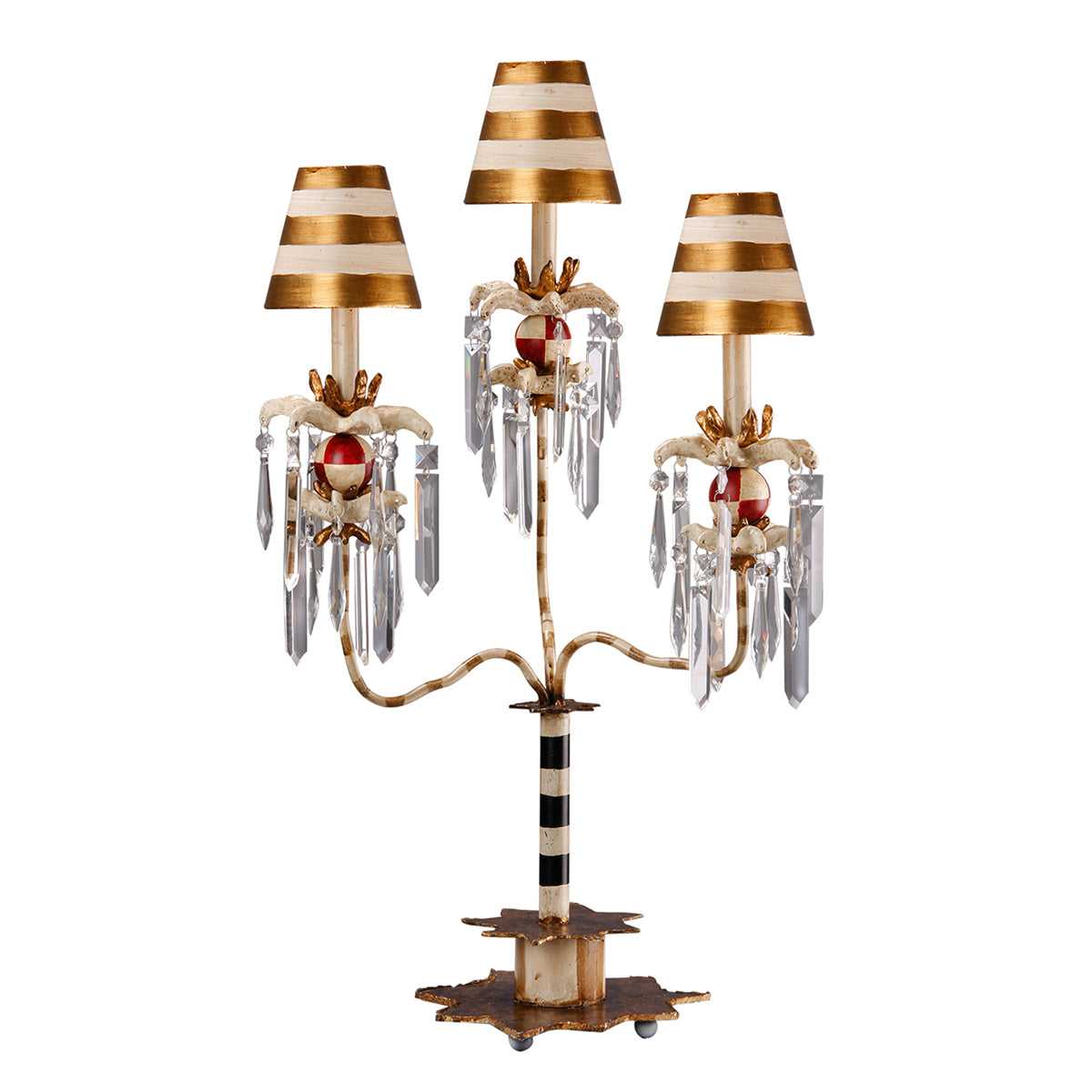 Lucas + McKearn - TA1057-3 - Three Light Striped Lighting Fixture - Birdland - Black, Cream/Gold Stripes