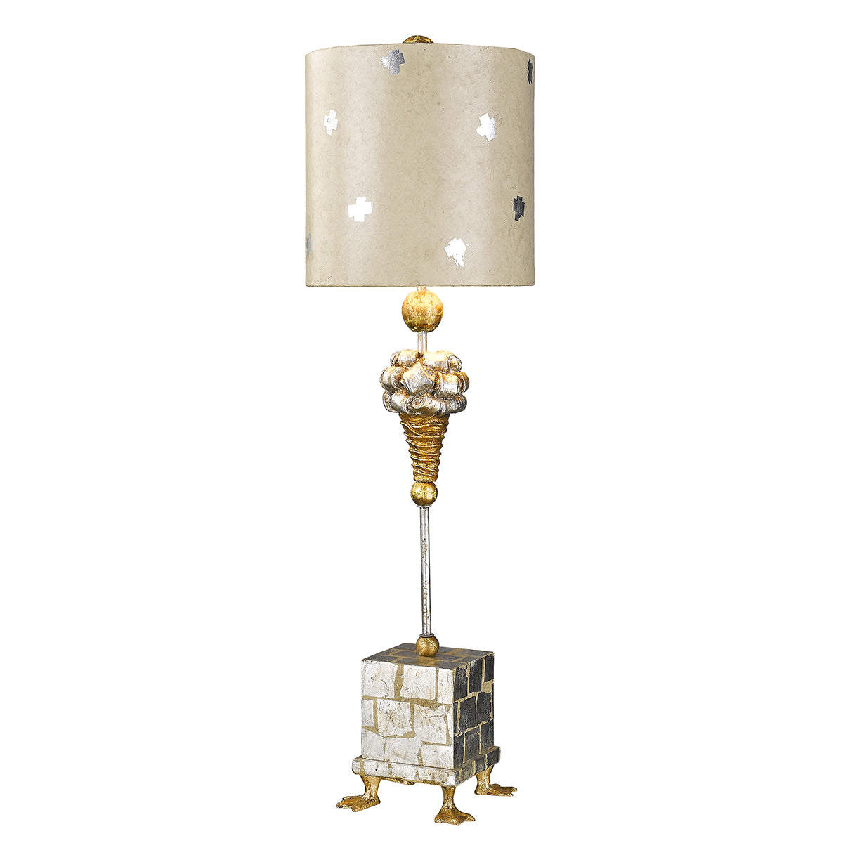 Lucas + McKearn - TA1258 - One Light Table Lamp - Pompadour X - Gold/Silver Leaf/Base W/Pompadour Inspired