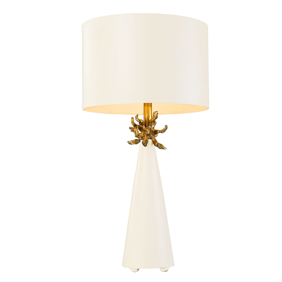 Lucas + McKearn - TA1260 - One Light Table Lamp - Flambeau - French White Cone W/Gold Leafed Anemone