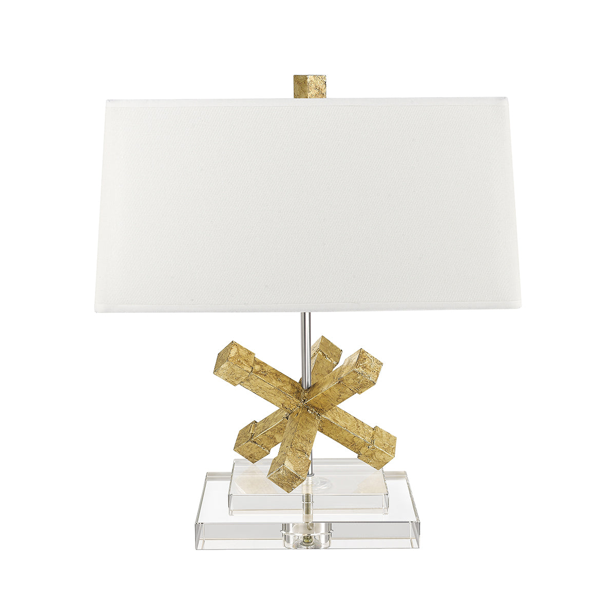 Lucas + McKearn - TLW-1008 - One Light Table Lamp - Jackson Square - Distressed Gold Body, Chrome, Crystal