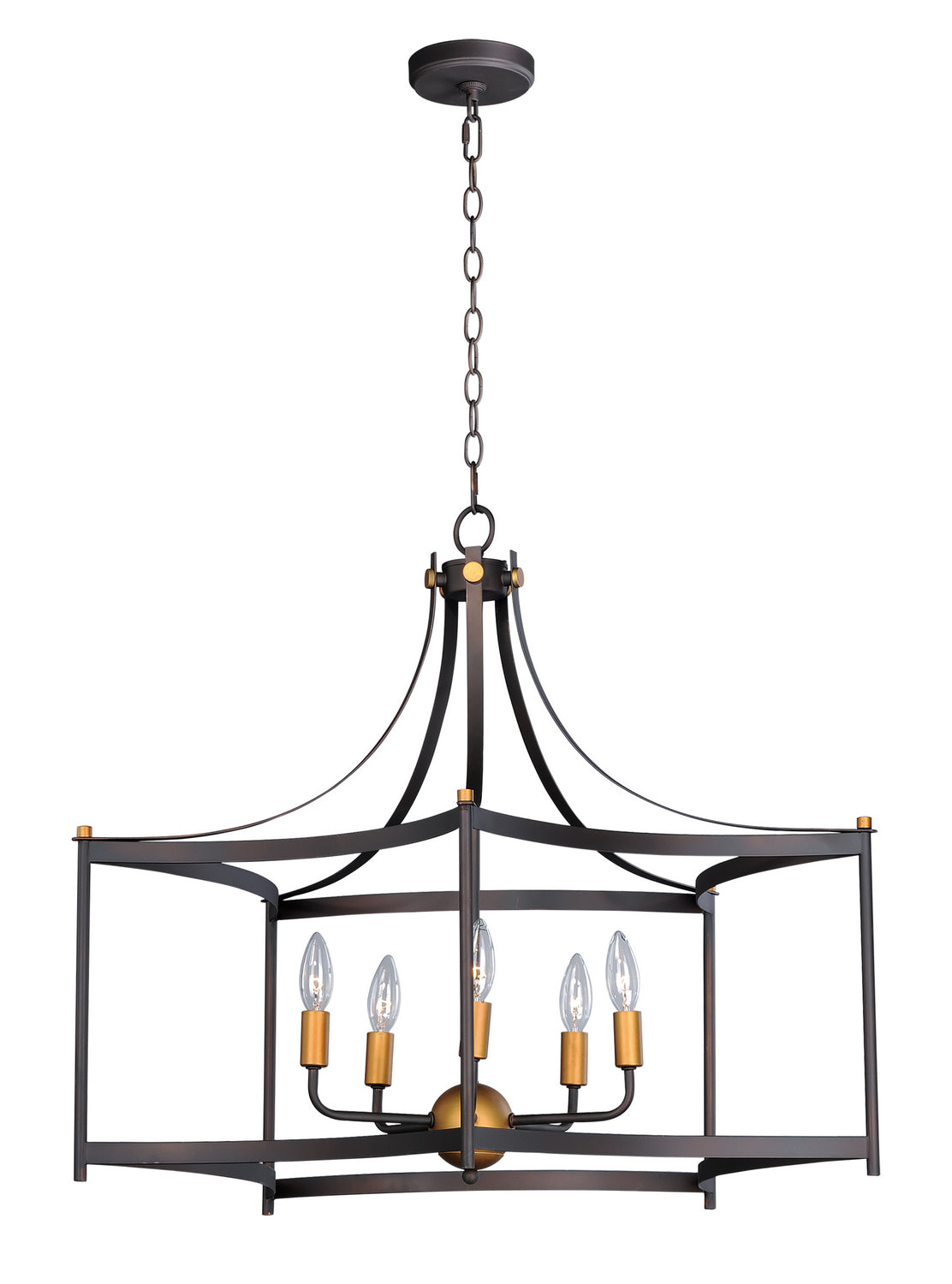 Maxim Lighting 13595OIAB Wellington Pendant in Oil Rubbed Bronze / Antique Brass