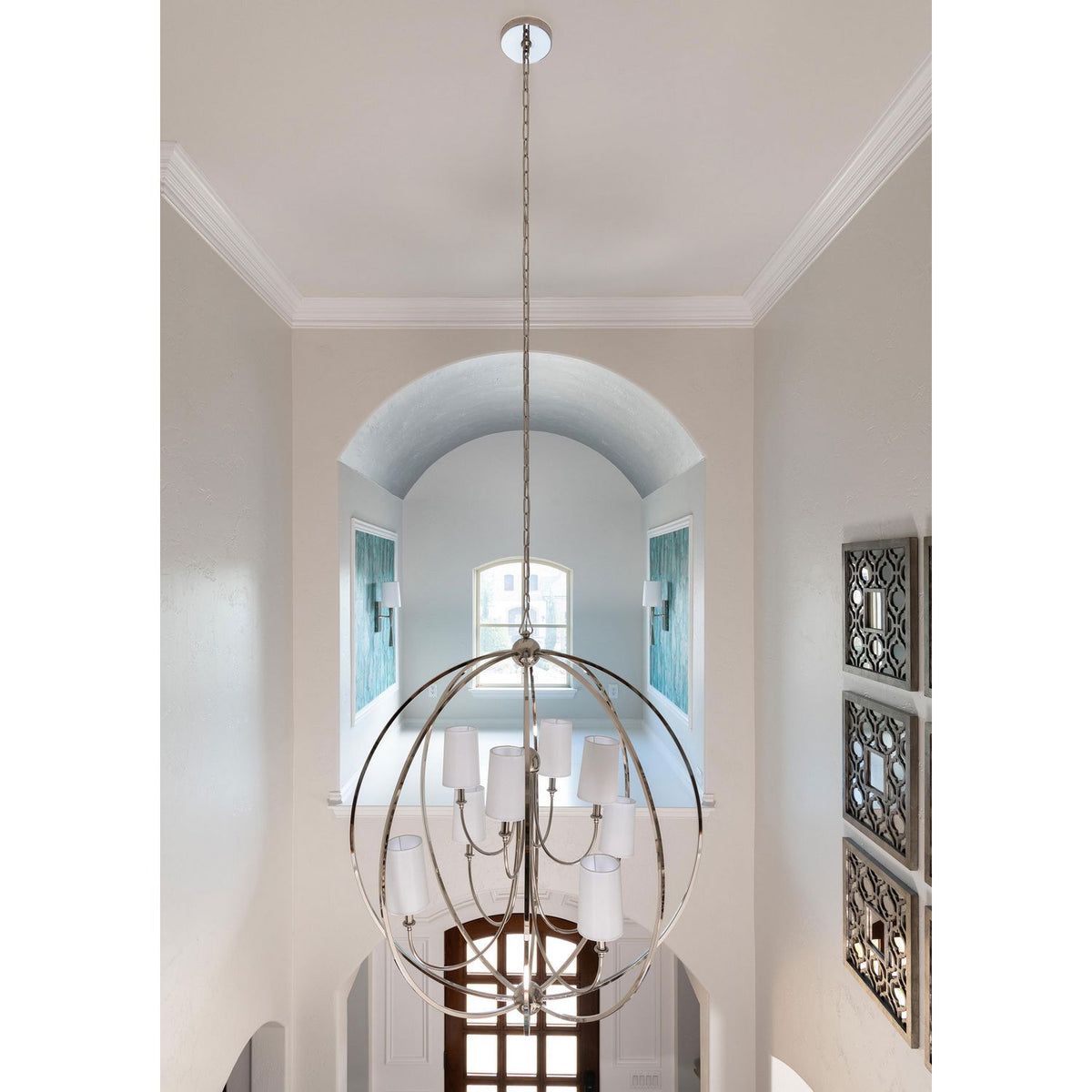 Crystorama - 2246-PN - Huit lumières Suspendu - Sylvan - Nickel poli
