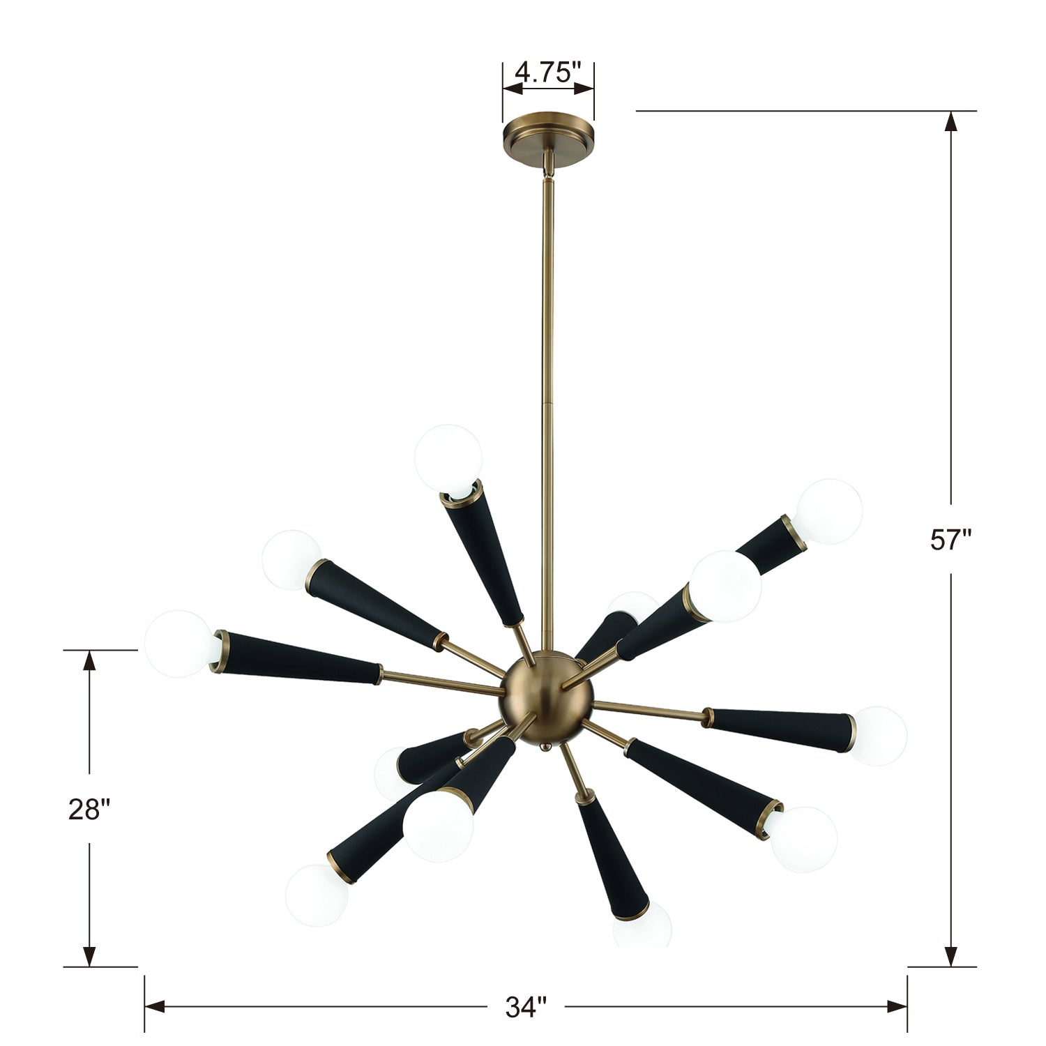 Crystorama - 3812-AG - 12 Lumières Suspendu - Zodiaque - Laiton vieilli