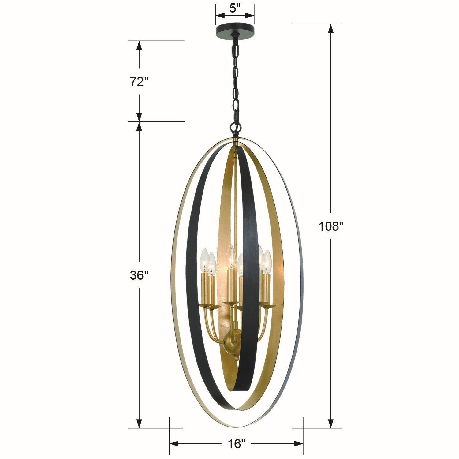 Crystorama - 597-EB-GA - Six Light Chandelier - Luna - English Bronze + Antique Gold