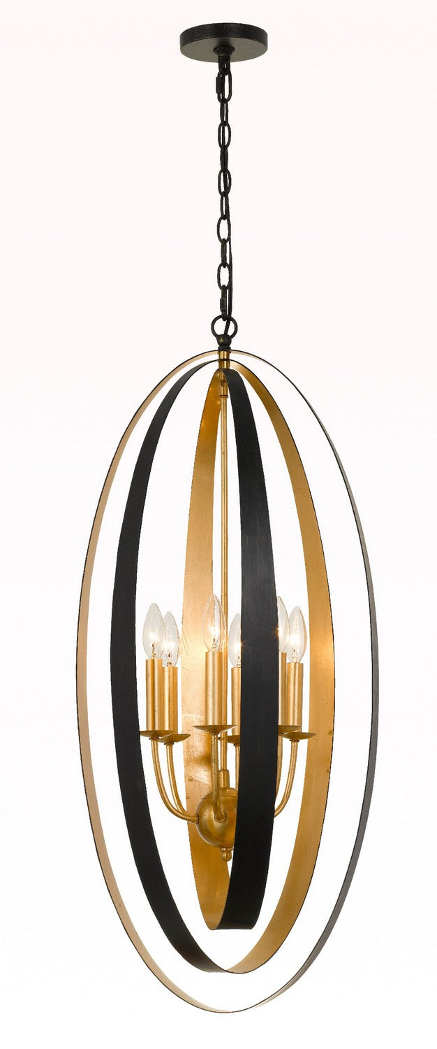 Crystorama - 597-EB-GA - Six Light Chandelier - Luna - English Bronze + Antique Gold