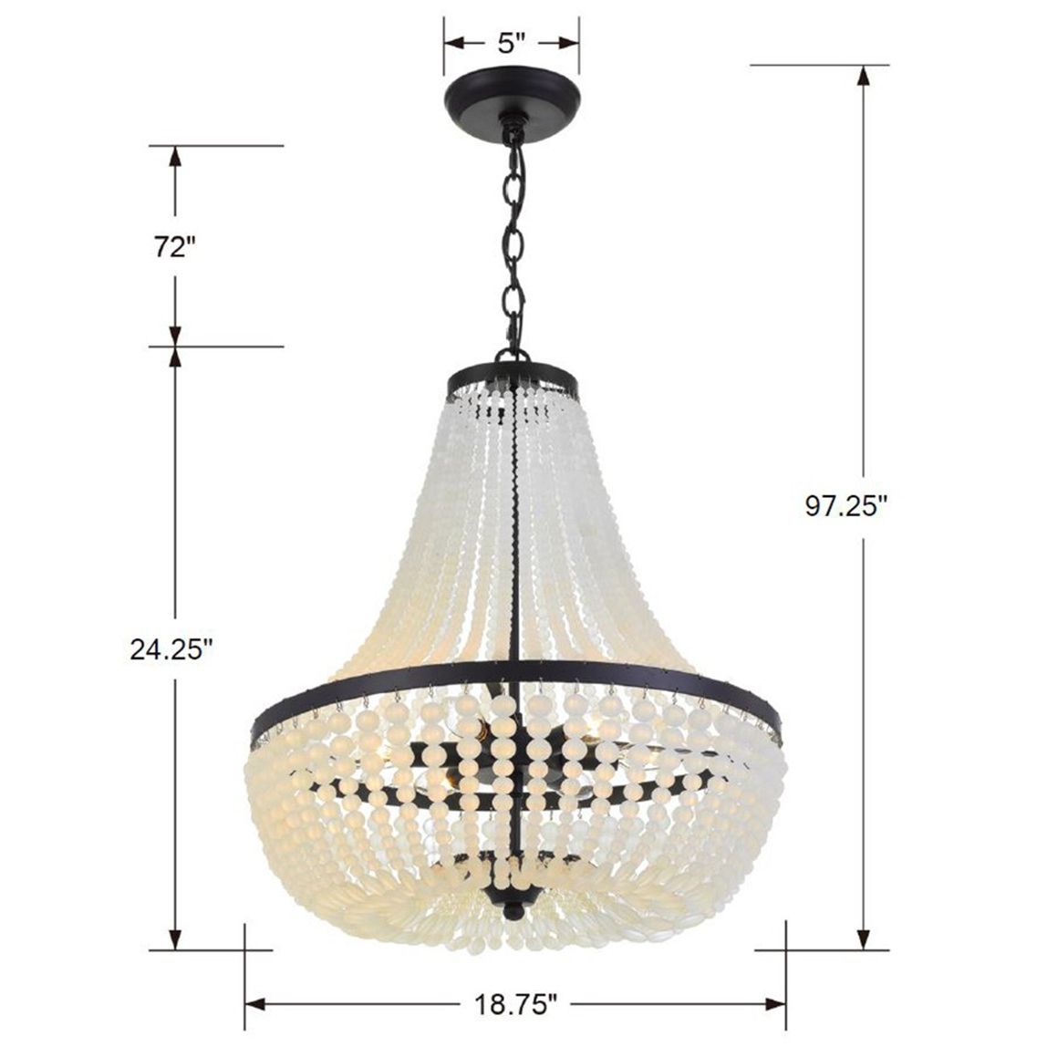 Crystorama - 608-MK - Six Light Chandelier - Rylee - Matte Black