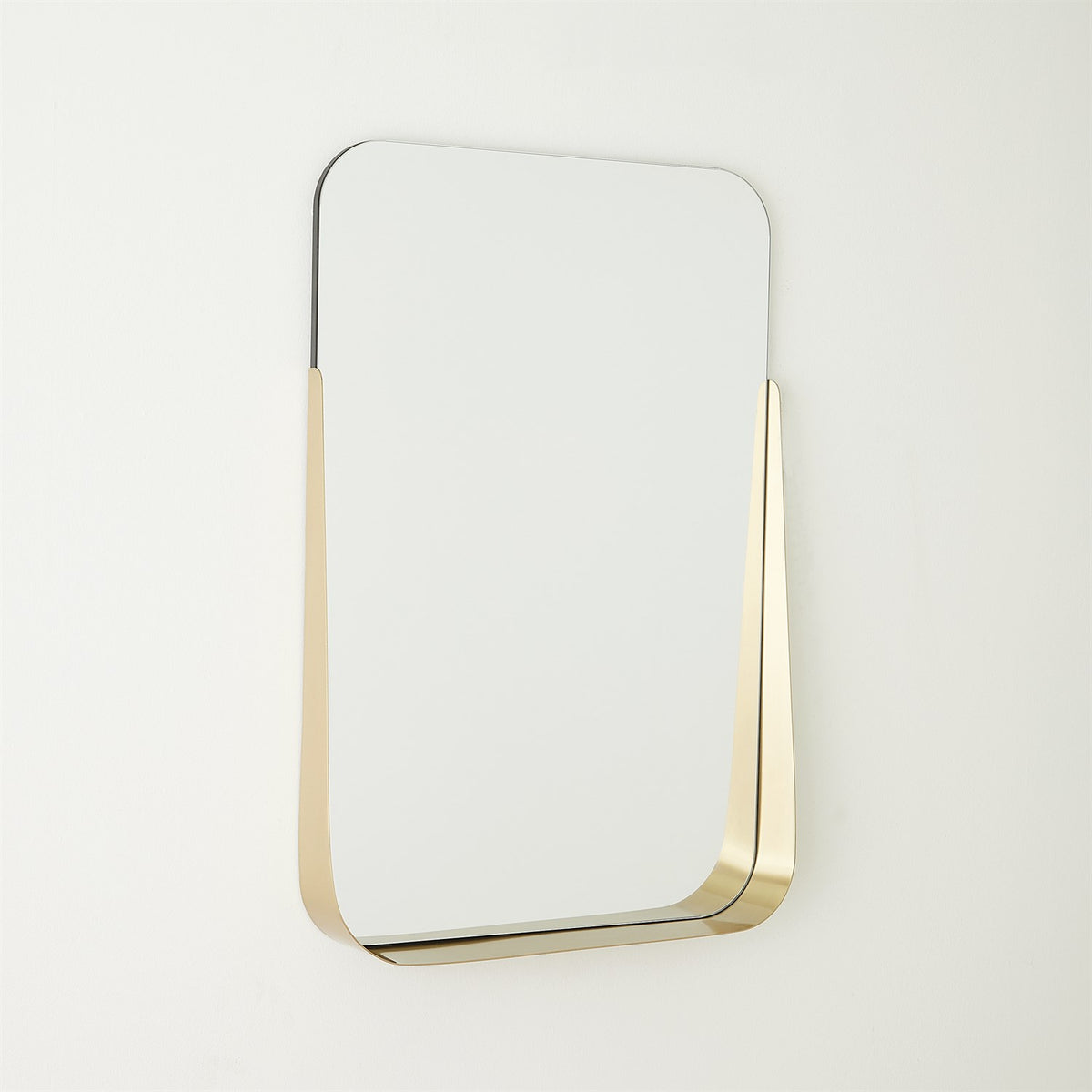 Miroir rectangulaire avec étagère - Laiton