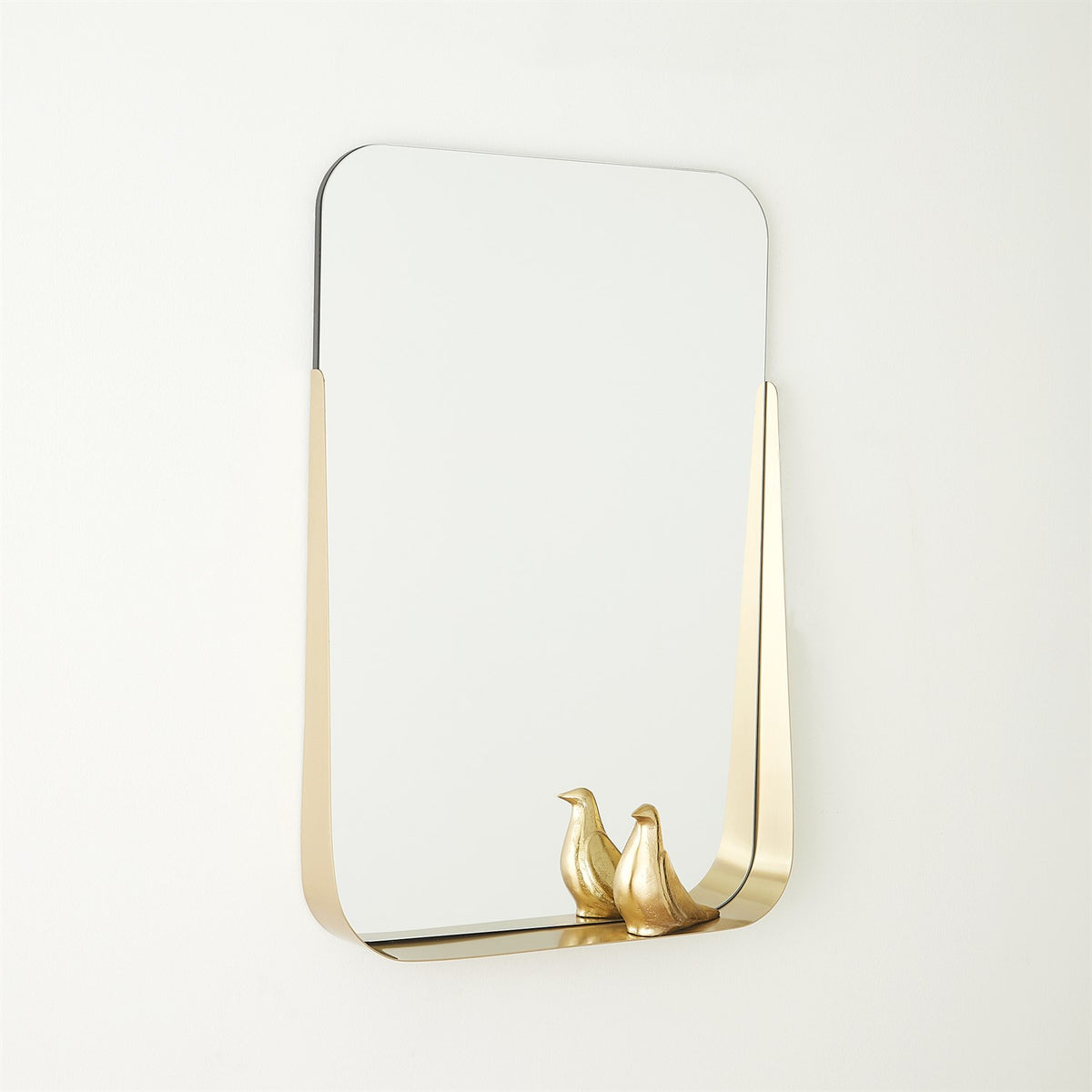 Miroir rectangulaire avec étagère - Laiton