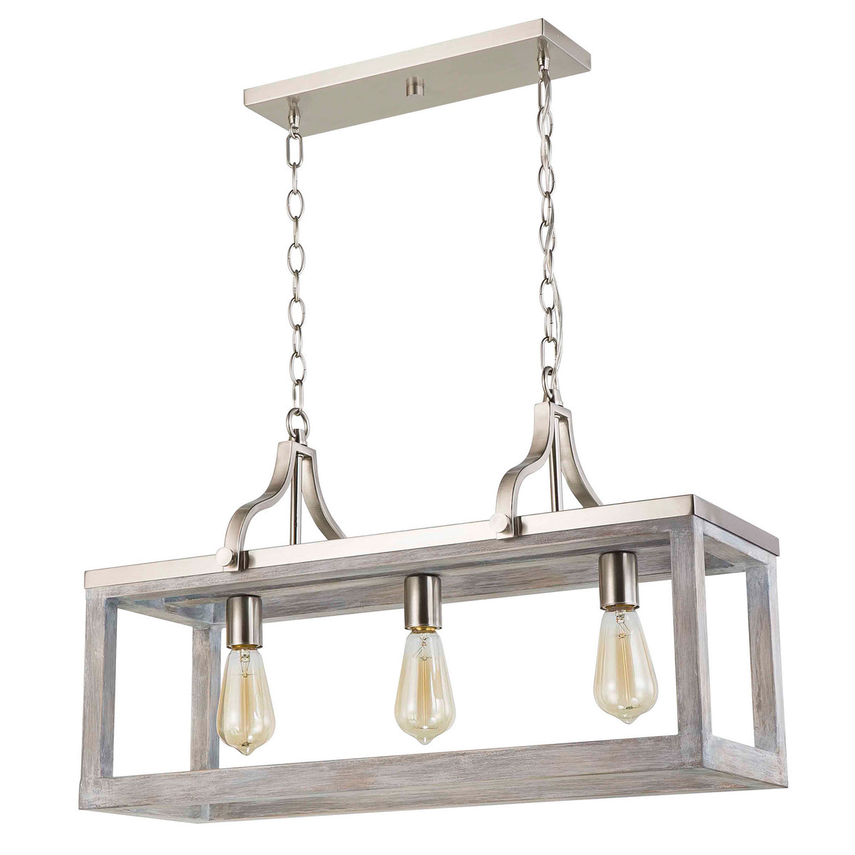 Eglo Canada - 203109A - Trois lumières linéaires Suspension - Montrose - Bois d'acia et nickel brossé