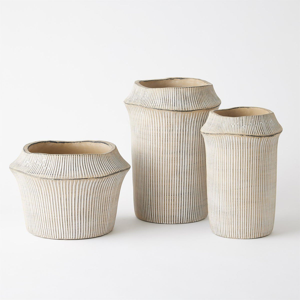 Vertical Edge Cement Vases and Pot