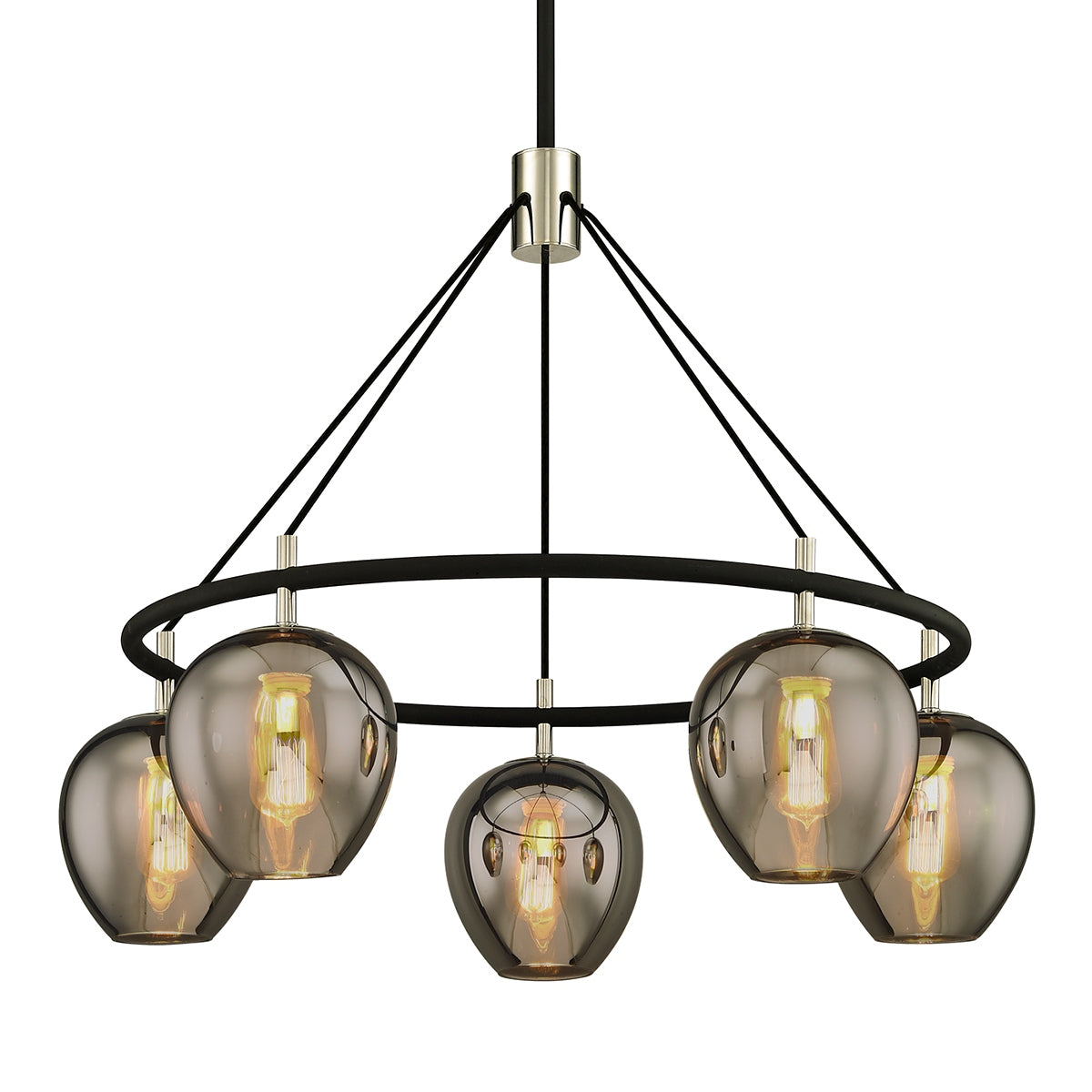 Troy Lighting Canada - F6215-TBK/PN - Five Light Chandelier - Iliad - Carbide Blk & Pol Nickel