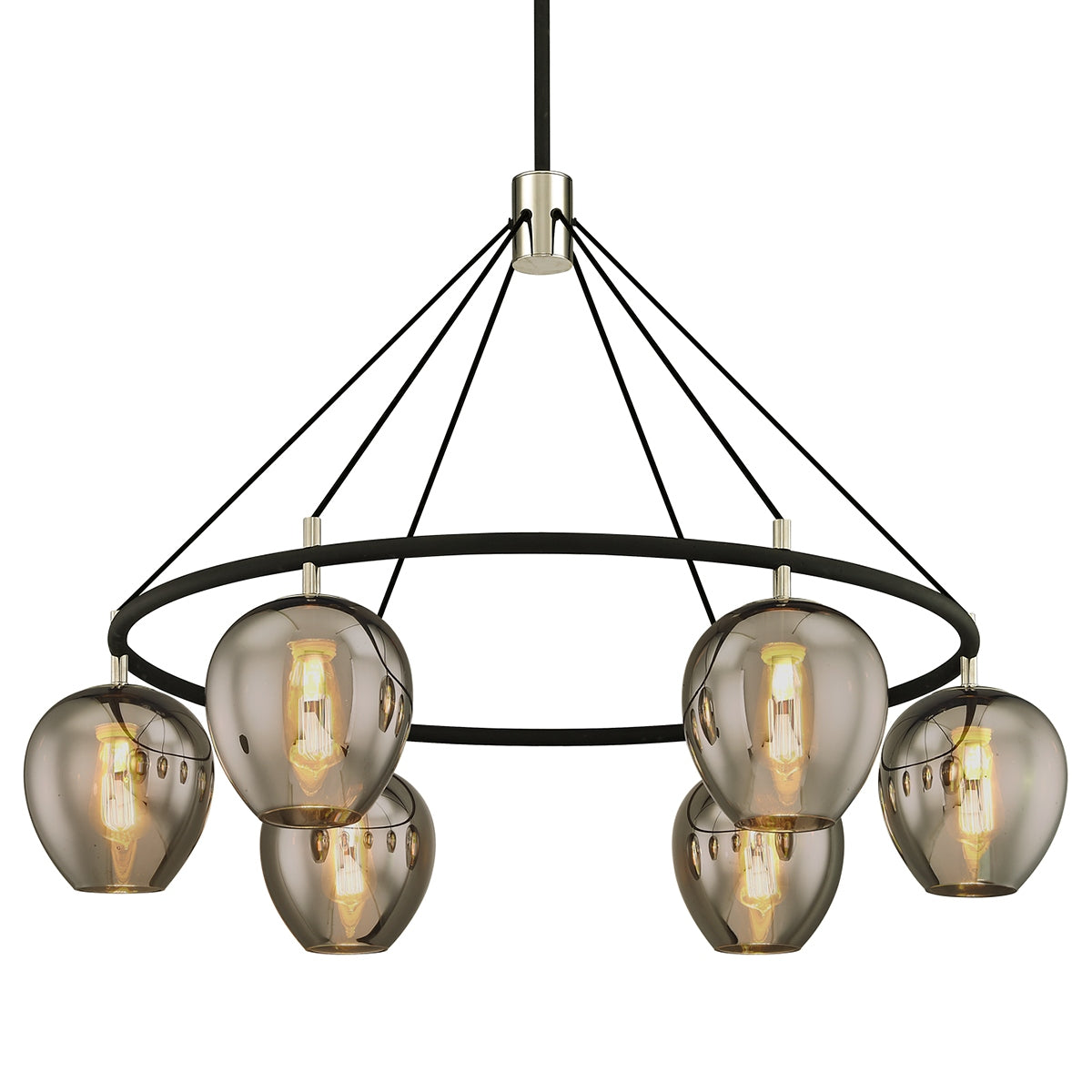 Troy Lighting Canada - F6216-TBK/PN - Six Light Chandelier - Iliad - Textured Black & Polish Nickel