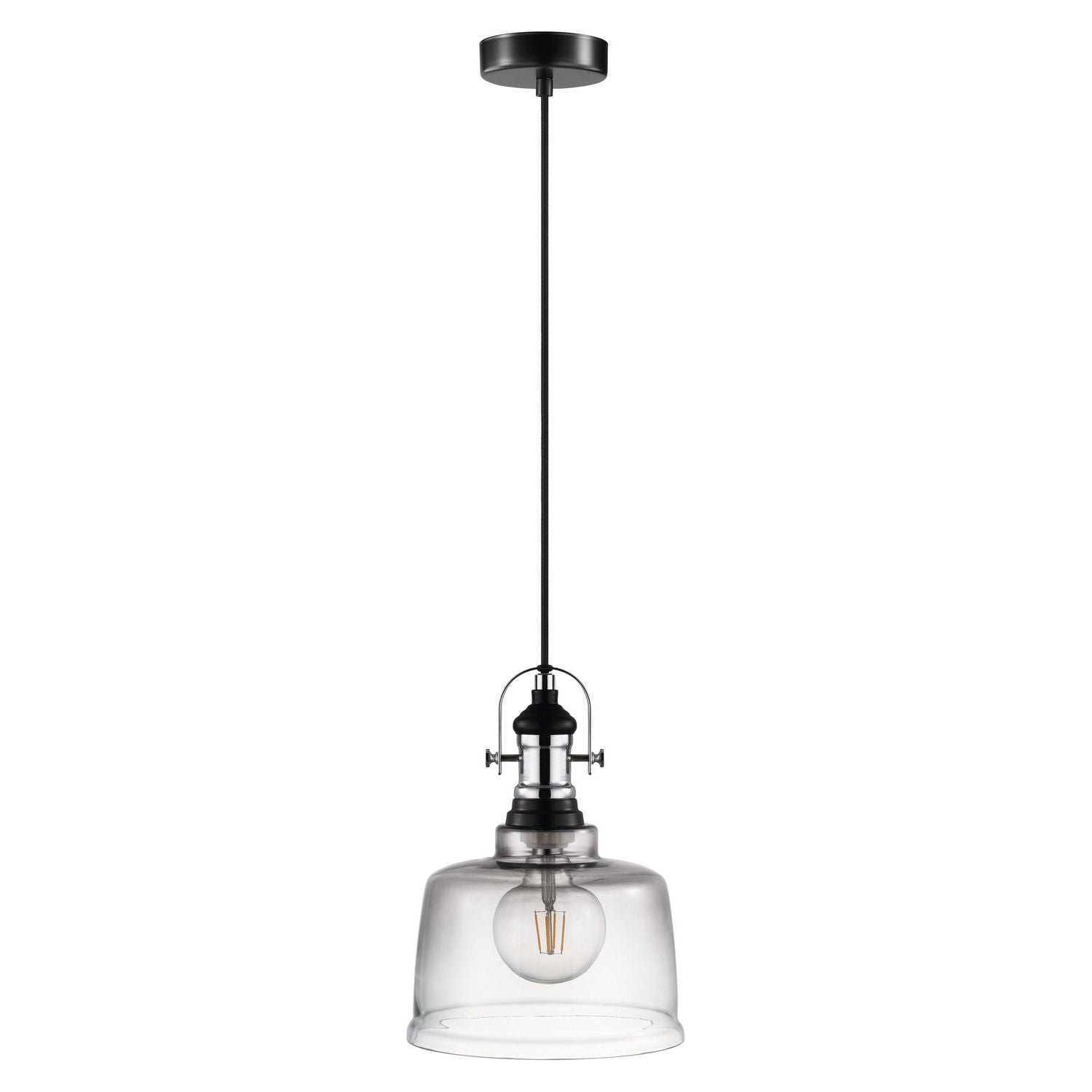 Eglo Canada - 202424A - One Light Suspension - Gilwell - Matte Black & Chrome