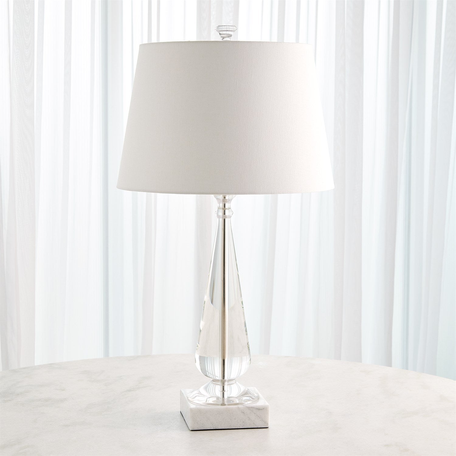 Tapered Crystal Lamp W/Marble Base
