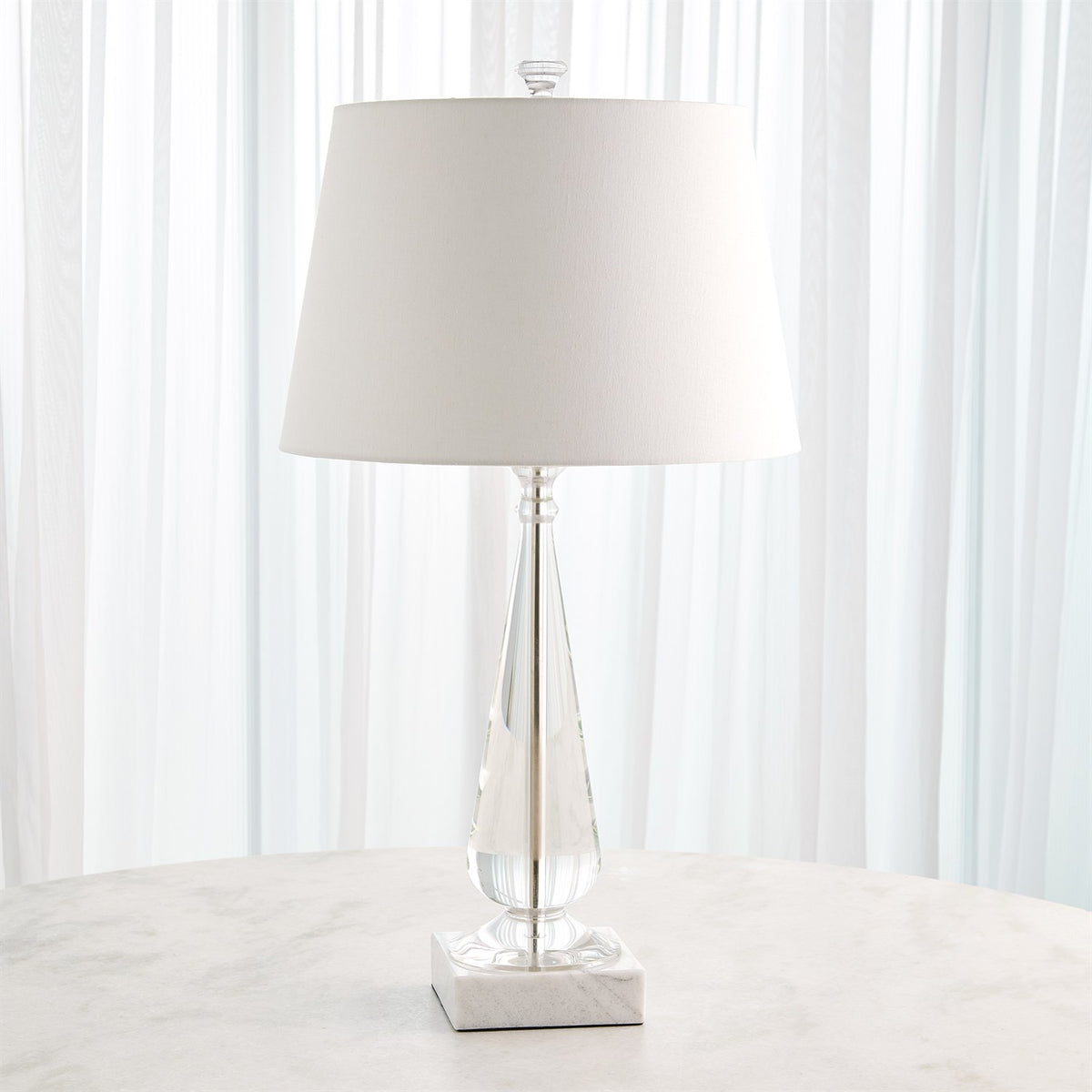 Tapered Crystal Lamp W/Marble Base