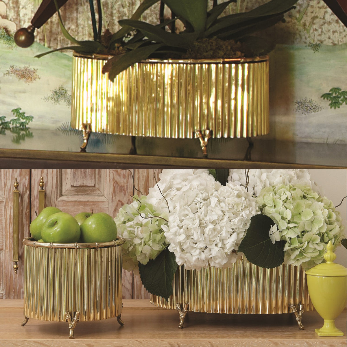 Cache-pot en bambou ondulé