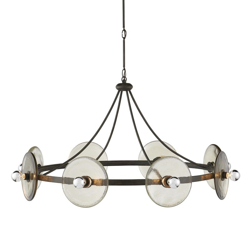 Currey and Company - 9000-1150 - Eight Light Chandelier - Circumstellar Disc - Black Iron/Clear