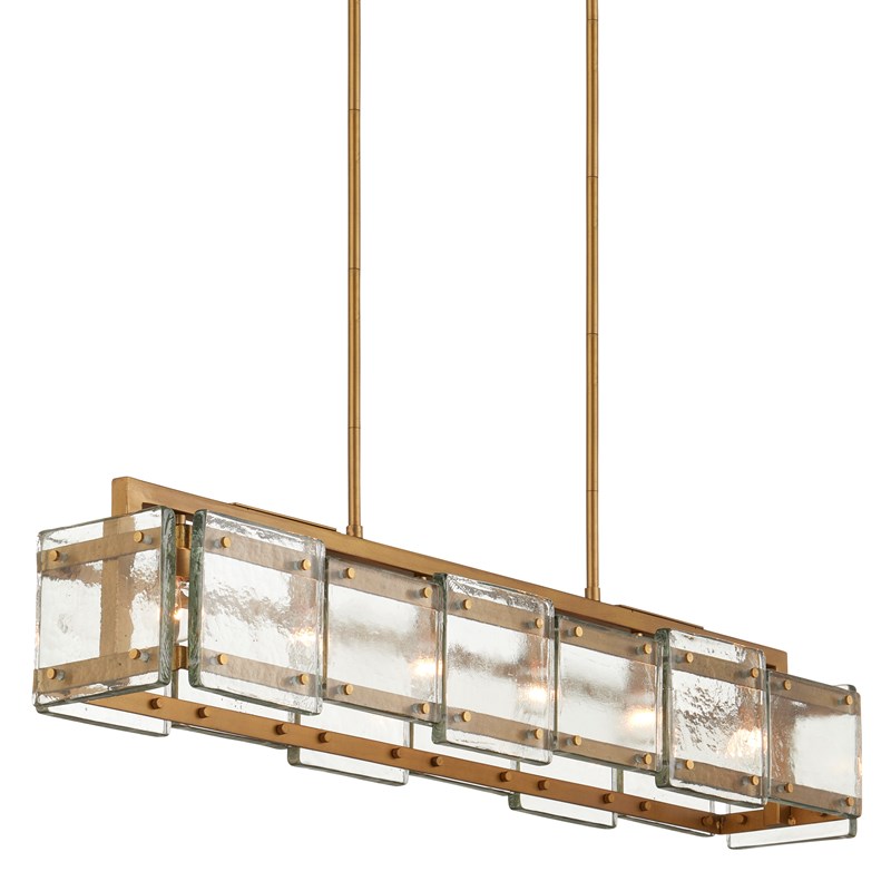 Currey and Company - 9000-1165 - Six Light Chandelier - Countervail - Clear/Antique Brass