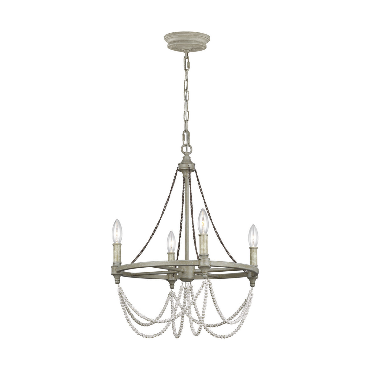Visual Comfort Studio Canada - F3331/4FWO/DWW - Four Light Chandelier - Beverly - French Washed Oak / Distressed White Wood