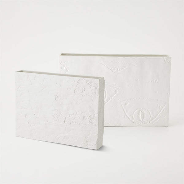Vase texturé en écorce d'arbre blanc mat