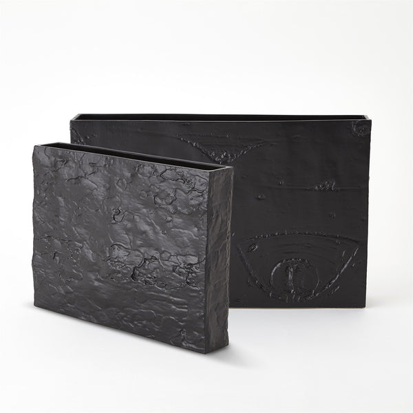 Tree Bark Texture Vase Matte Black