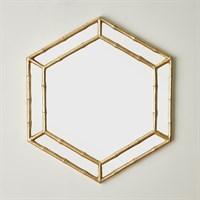 Miroir hexagonal en bambou
